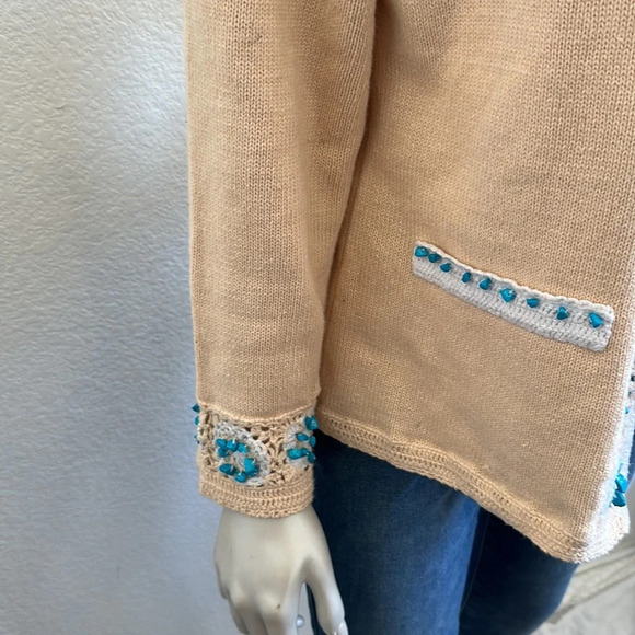 Storybook Knits Vintage Turquoise Crochet Cardigan - Picture 5 of 10